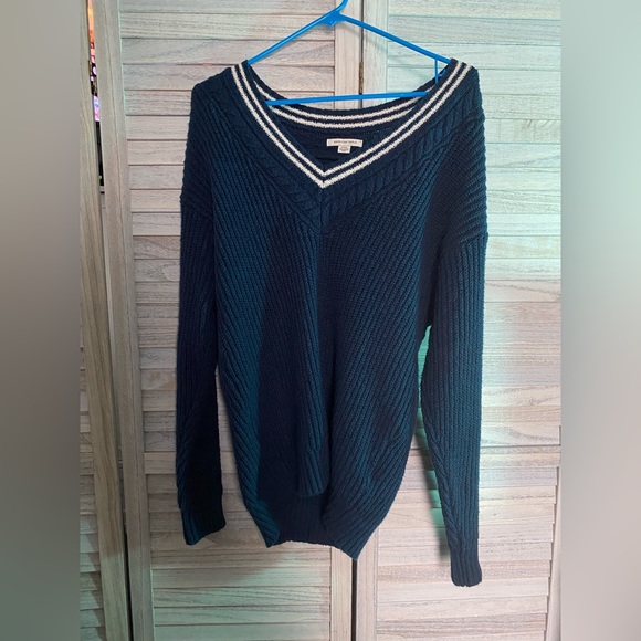 Blue V Neck Sweater - Picture 5 of 8